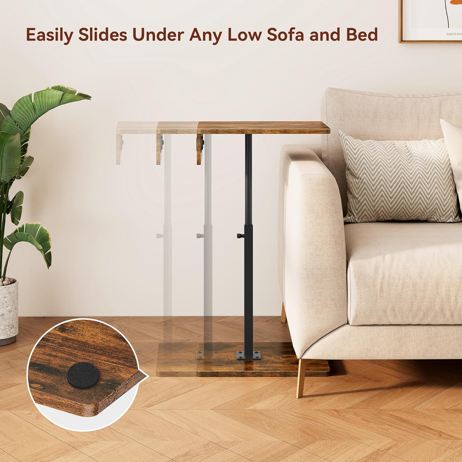 C Shaped End Table with Charging Station