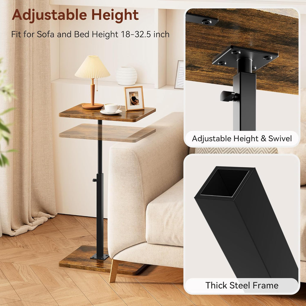 C Shaped End Table with Charging Station