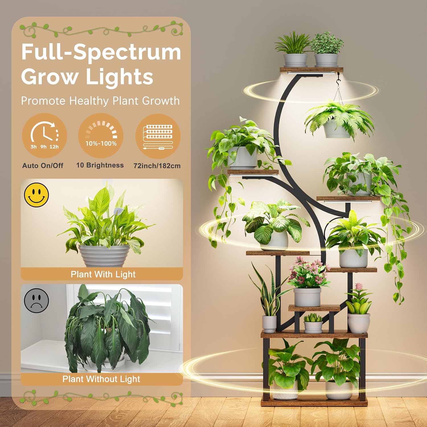 Plant Stand Indoor with Grow Lights